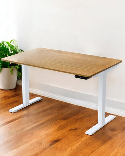 48" Adjustable Brown and White Stainless Steel Computer Desk
