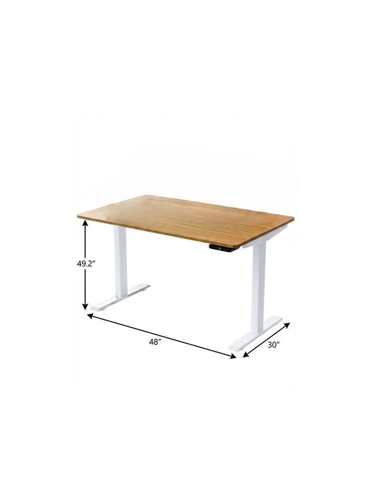 48" Adjustable Brown and White Stainless Steel Computer Desk