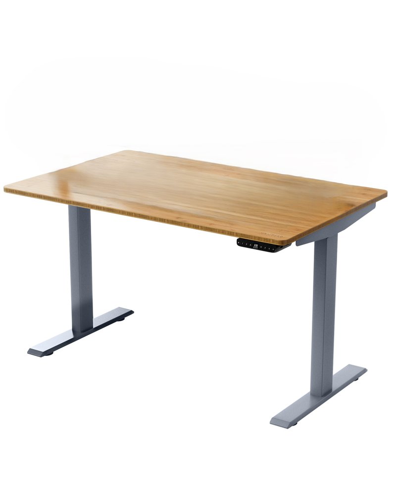 60" Adjustable Brown and Gray Stainless Steel Computer Desk