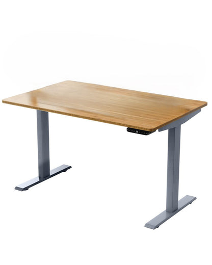 60" Adjustable Brown and Gray Stainless Steel Computer Desk