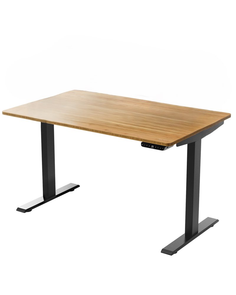 60" Adjustable Brown and Black Stainless Steel Computer Desk
