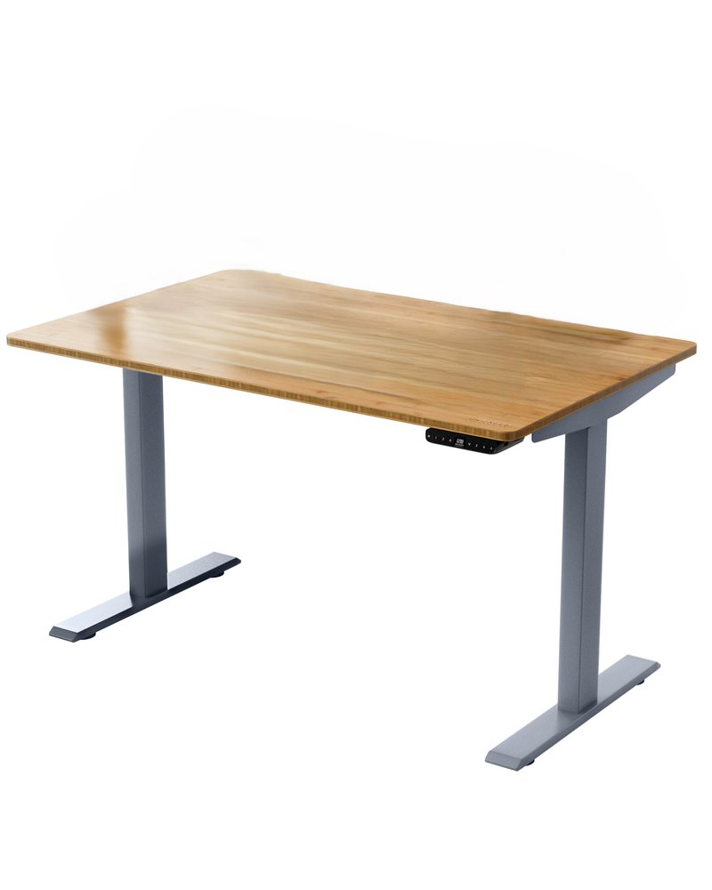 60" Adjustable Brown and Gray Stainless Steel Computer Desk