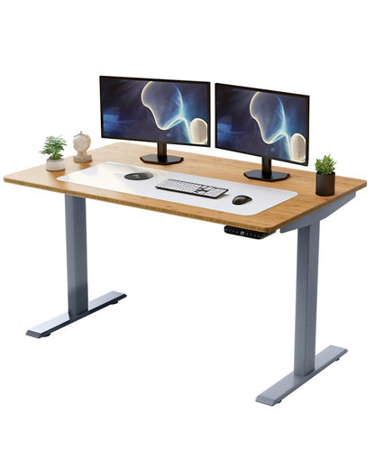 60" Adjustable Brown and Gray Stainless Steel Computer Desk