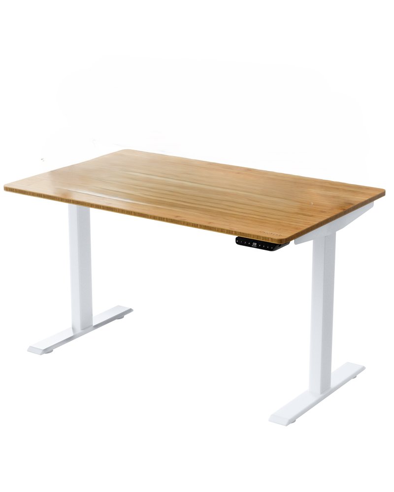 60" Adjustable Brown and White Stainless Steel Computer Desk