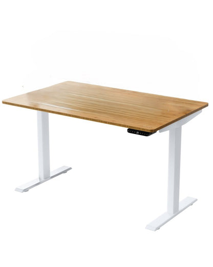60" Adjustable Brown and White Stainless Steel Computer Desk
