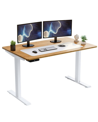60" Adjustable Brown and White Stainless Steel Computer Desk