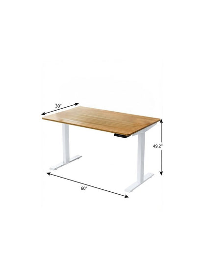 60" Adjustable Brown and White Stainless Steel Computer Desk