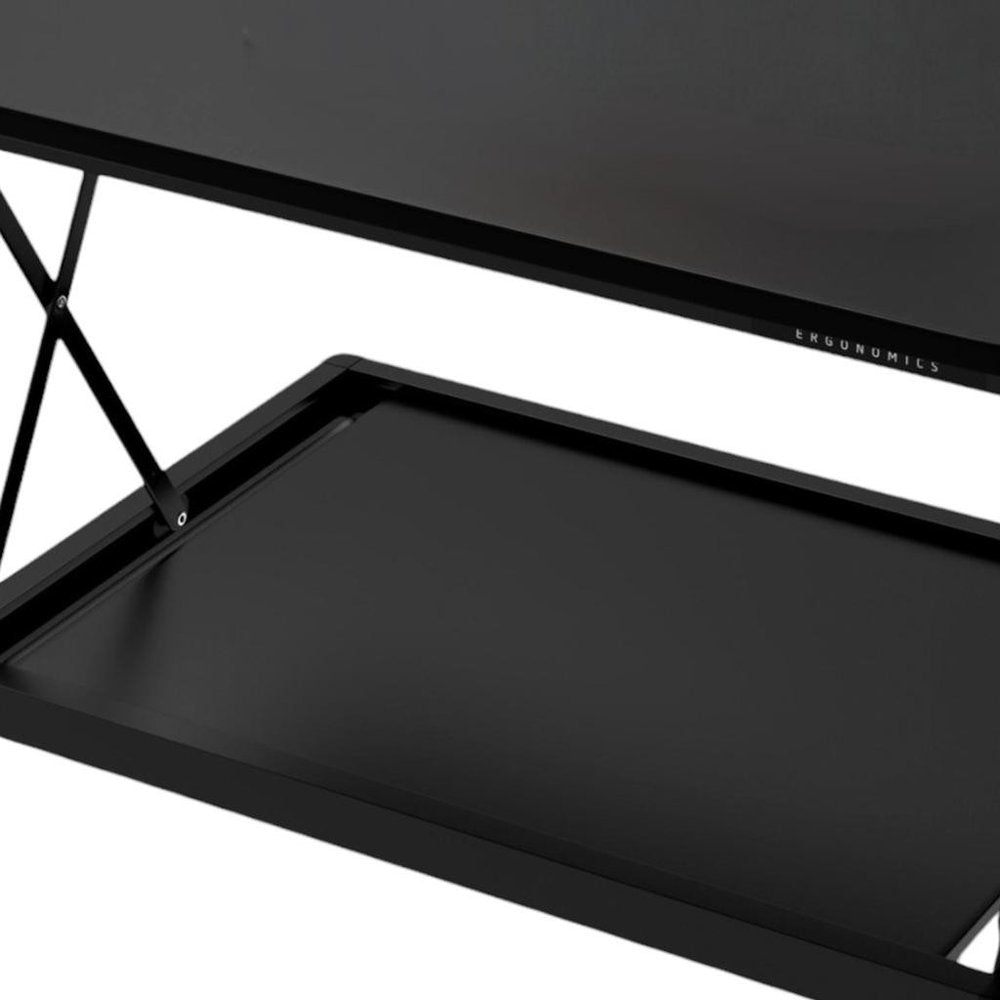 28" Adjustable Black Stainless Steel Standing Desk Converter