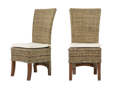 Set of Two Cream and Natural Dining Parsons Chairs