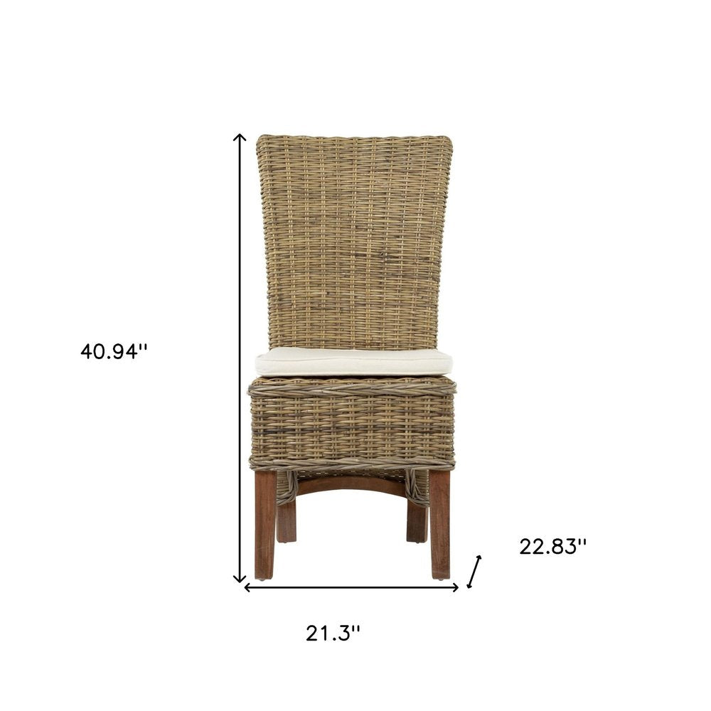 Set of Two Cream and Natural Dining Parsons Chairs