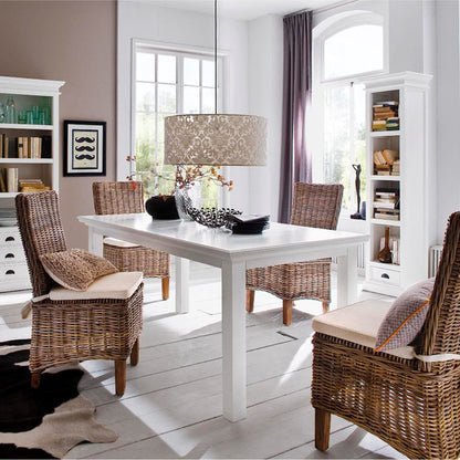 Set of Two Cream and Brown Dining Parsons Chairs