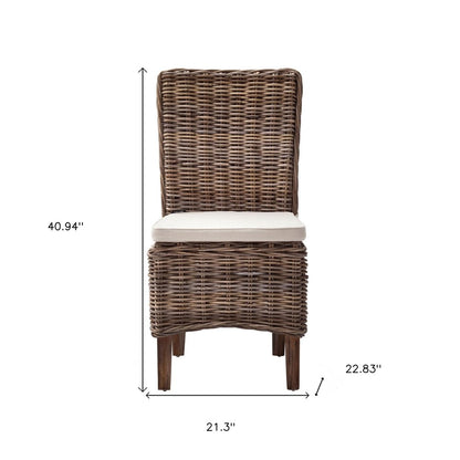 Set of Two Cream and Brown Dining Parsons Chairs