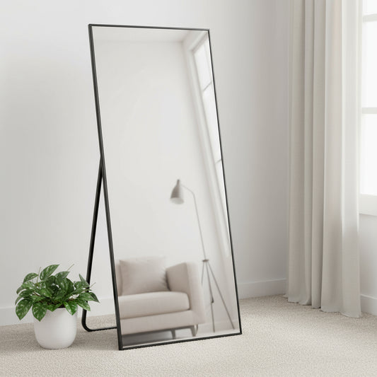 71" Black Metal Framed Standing Mirror