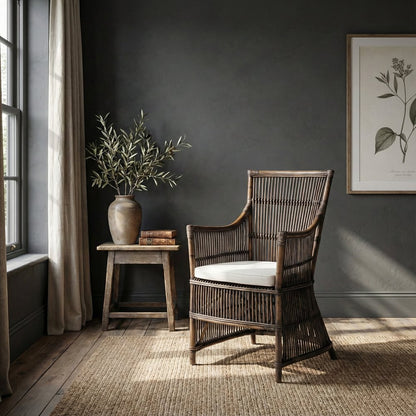 Set of Two Cream Rattan Outdoor Arm Chairs