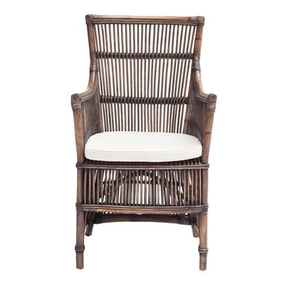 Set of Two Cream Rattan Outdoor Arm Chairs