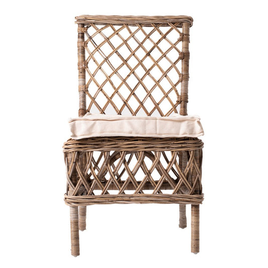 Set of Two Cream Woven Rattan Outdoor Accent Chairs