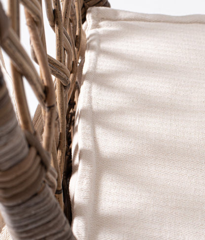 Set of Two Cream And Natural Rattan Cross Back Dining Parsons Chairs