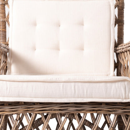 Set of Two Cream and Natural Cross Back Dining Arm Chairs