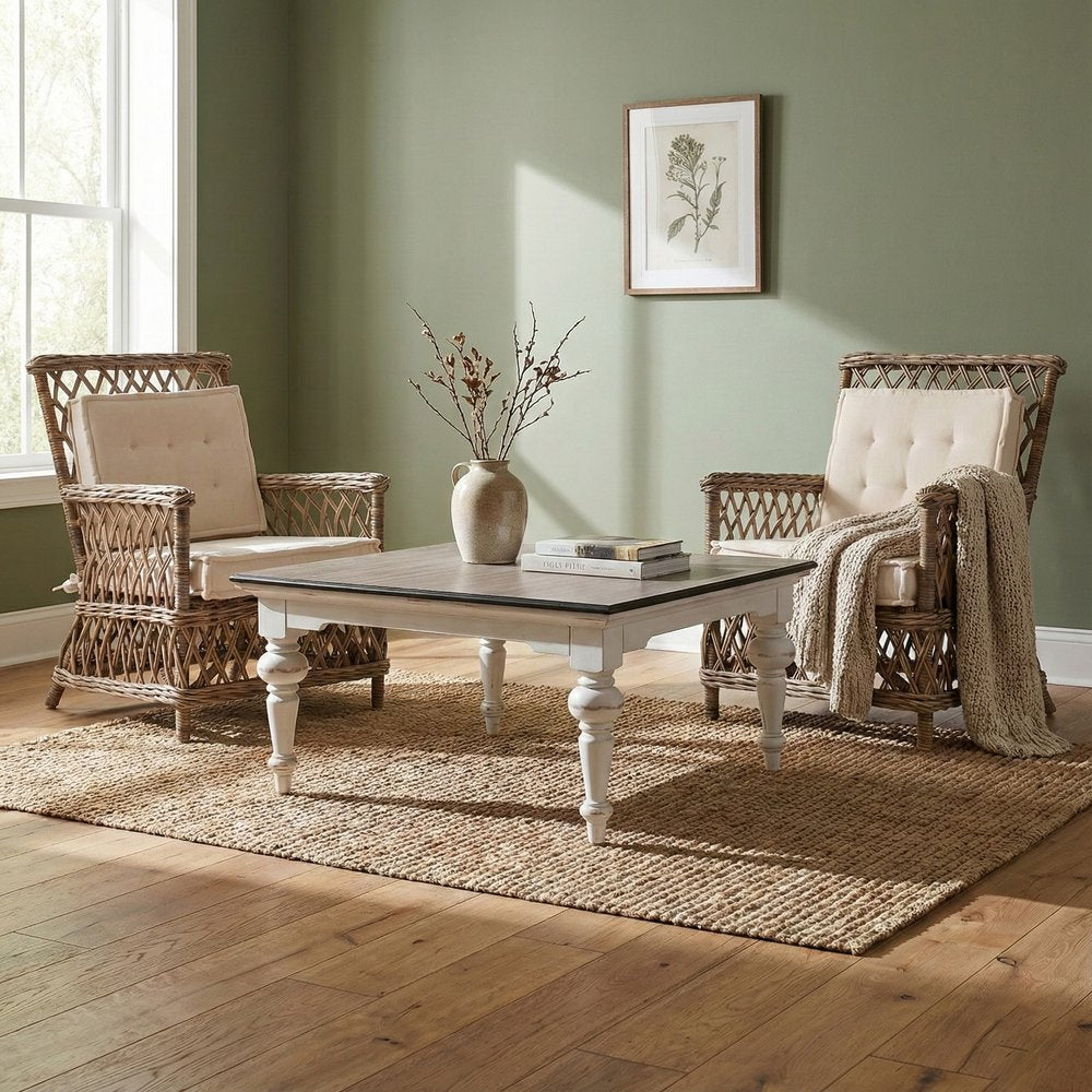 Set of Two Cream and Natural Cross Back Dining Arm Chairs