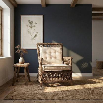 Set of Two Cream and Natural Cross Back Dining Arm Chairs