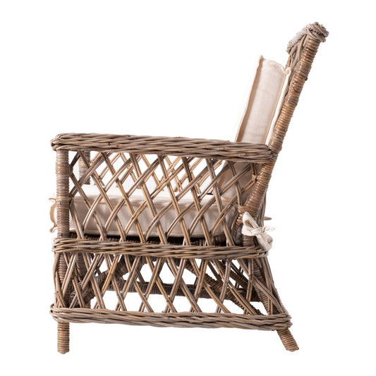 Set of Two Cream and Natural Cross Back Dining Arm Chairs