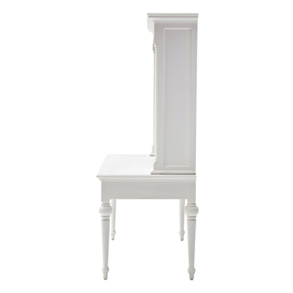 47" White Solid Wood Computer Desk With Hutch With Two Drawers
