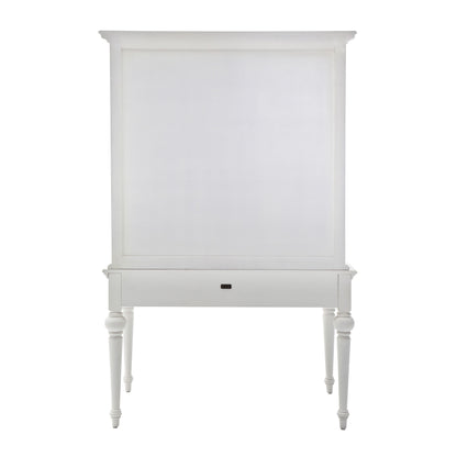 47" White Solid Wood Computer Desk With Hutch With Two Drawers
