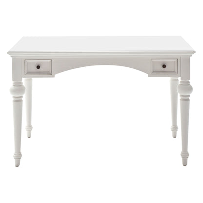 47" White Solid Wood Computer Desk With Hutch With Two Drawers
