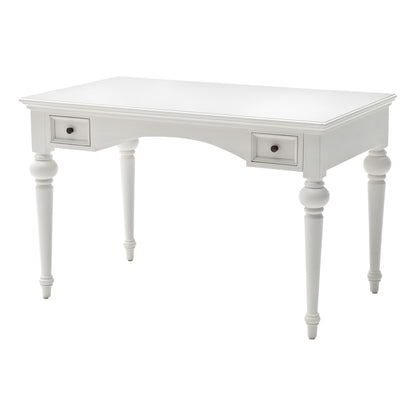 47" White Solid Wood Computer Desk With Hutch With Two Drawers