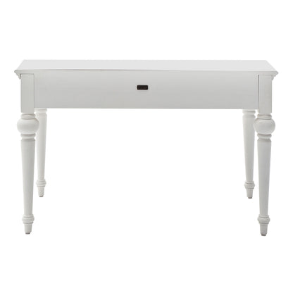47" White Solid Wood Computer Desk With Hutch With Two Drawers