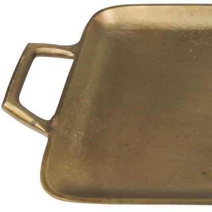 16" Gold Rustic Metal Tray With Handles