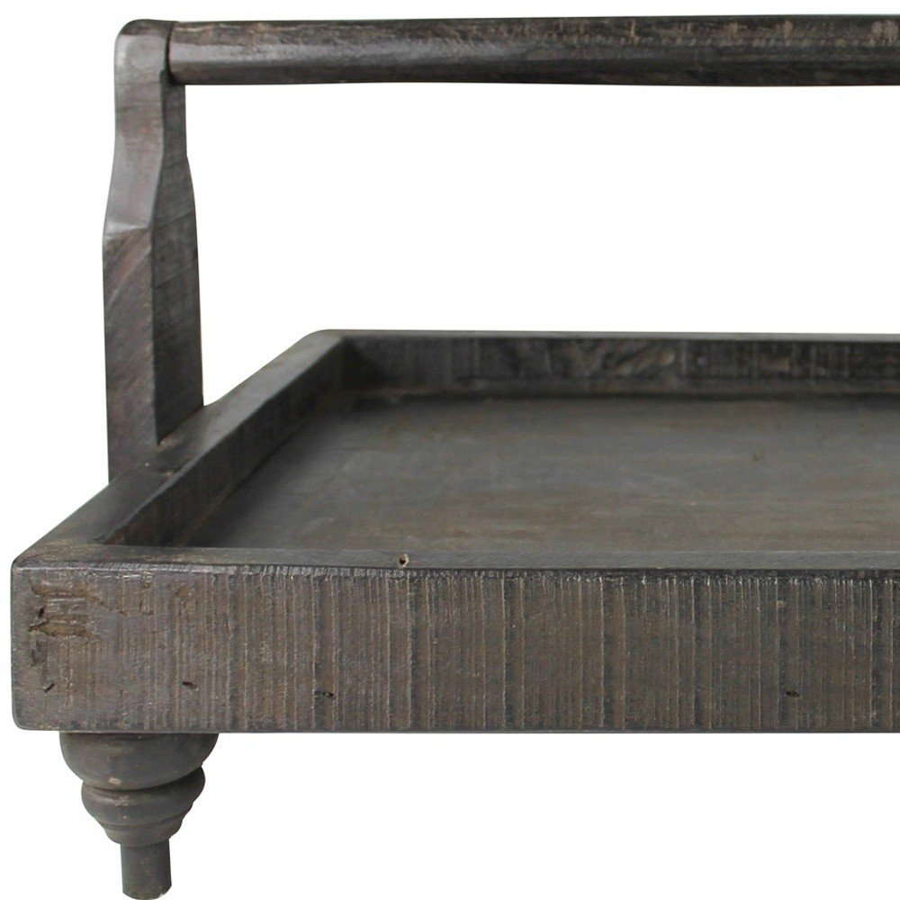 24" Natural Reclaimed Wood Tray With Handles