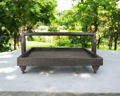 24" Natural Reclaimed Wood Tray With Handles