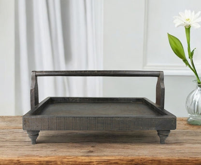 24" Natural Reclaimed Wood Tray With Handles
