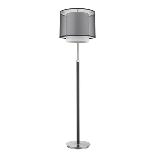 62" Floor Lamp With Black And White Fabric Drum Shade