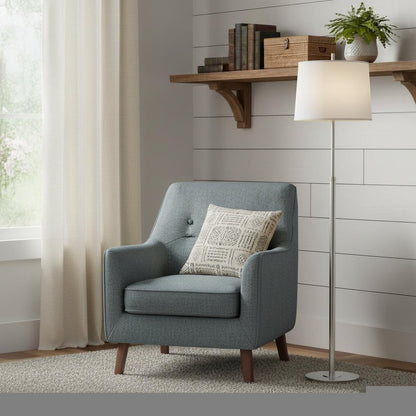 62" Floor Lamp With White Fabric Empire Shade