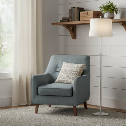 62" Floor Lamp With White Fabric Empire Shade