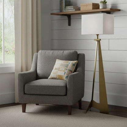 60" Floor Lamp With White Fabric Novelty Shade