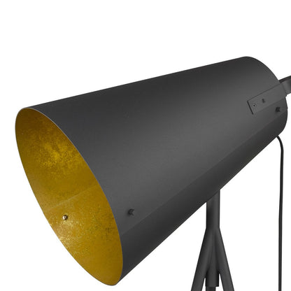 61" Tripod Floor Lamp With Gray Metal Cone Shade