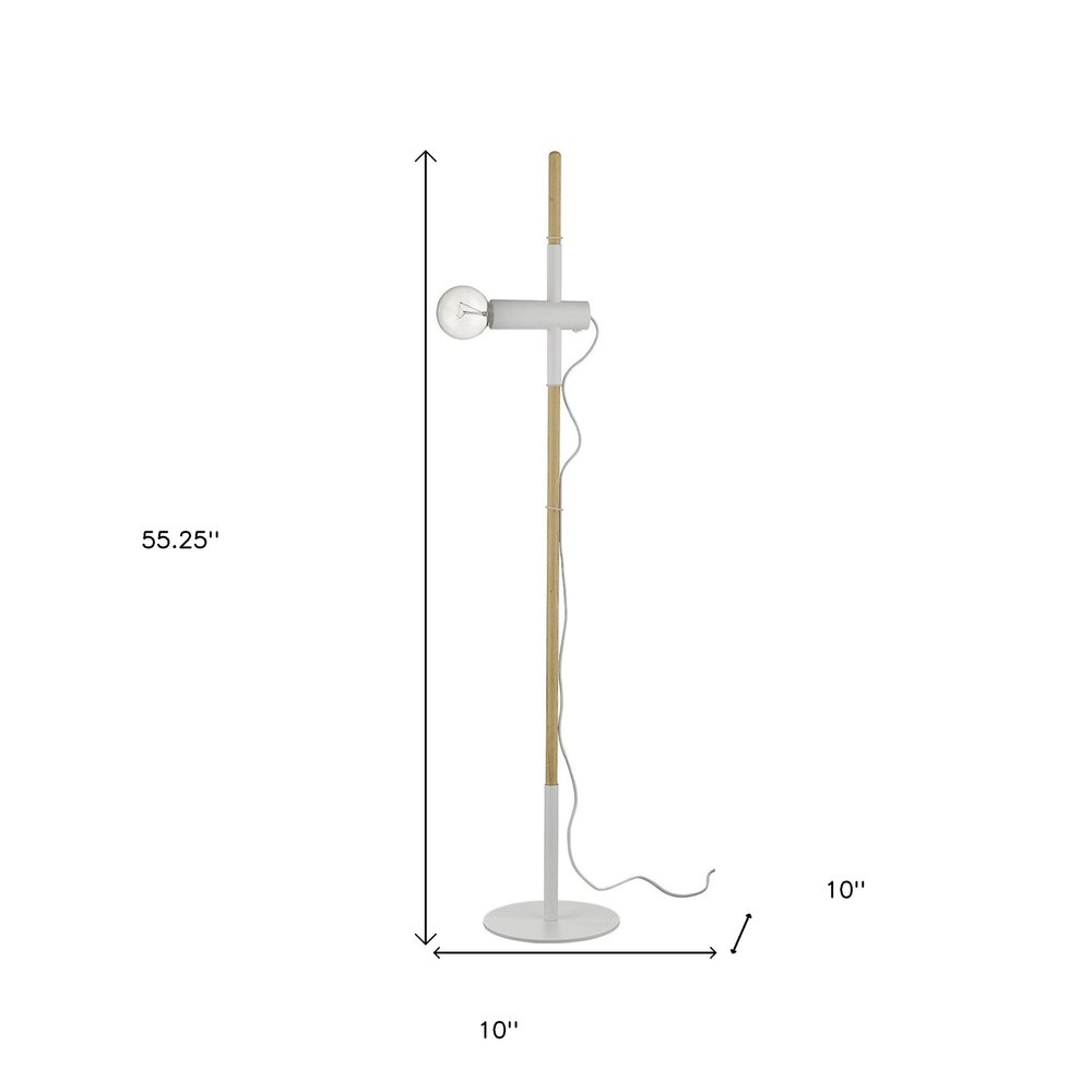 55" Brown And White Reading Floor Lamp