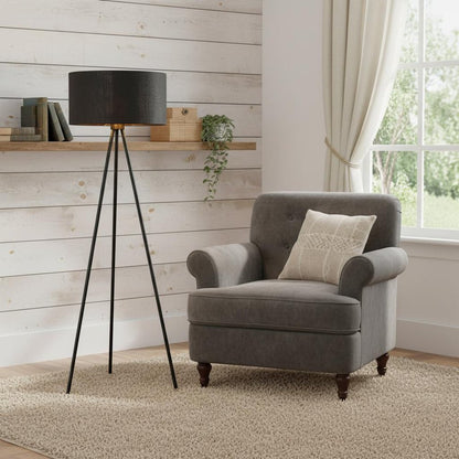 58" Matte Tripod Floor Lamp With Black Drum Shade