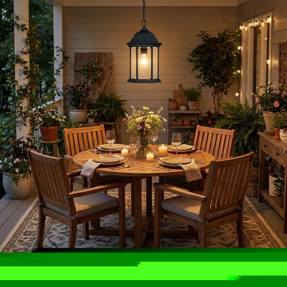 Matte Black Glass Lantern Hanging Light