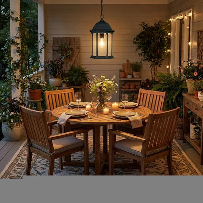 Matte Black Glass Lantern Hanging Light