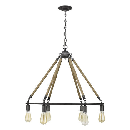 Brown and Black Six Light Metal Dimmable Chandelier
