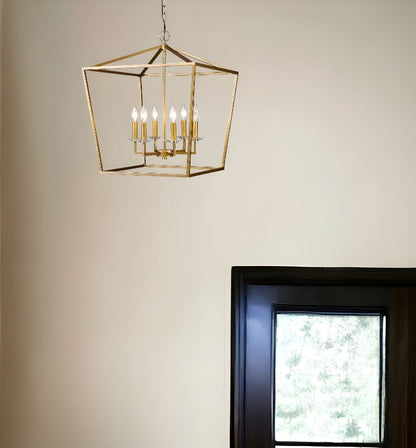 Kennedy 6-Light Antique Gold Foyer Pendant With Crystal Bobeches
