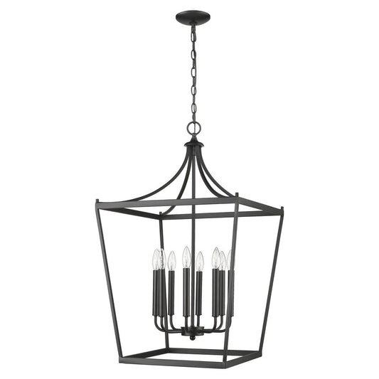 Black Metal Eight Light Dimmable Ceiling Light