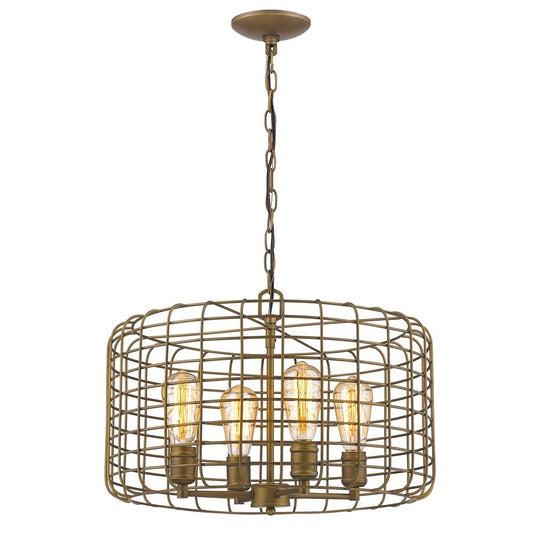 Gold Metal Four Light Dimmable Ceiling Light With Gold Shades