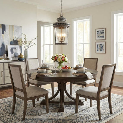 Kingston 4-Light Antique Lead Foyer Pendant With Curved Water Glass Panes