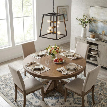 Tiberton 6-Light Oil-Rubbed Bronze Foyer Pendant With Antique Brass Sockets