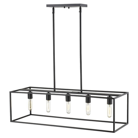 Black Metal Five Light Dimmable Ceiling Light